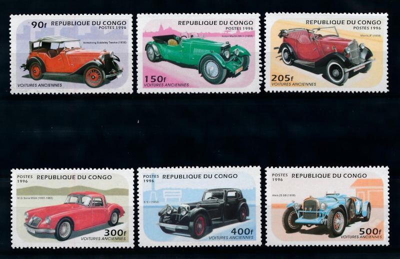 [76425] Congo Brazzaville 1996 Classic Cars Aston Martin Morris MG Alvis  MNH