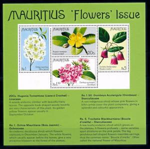 [66890] Mauritius 1977 Flora Flowers Blumen Souvenir Sheet MNH