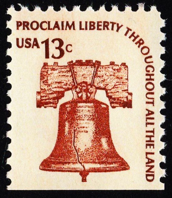 US 1595 MNH VF/XF 13 Cent Liberty Bell Booklet Single, Tagged, Dull Gum