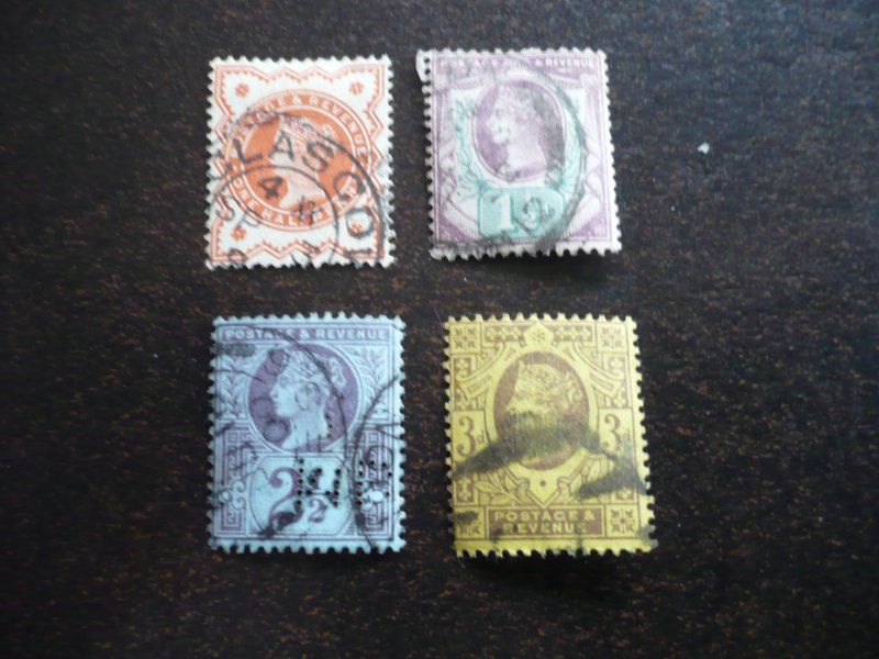 Stamps - Great Britain - Scott# 111,112,114,115 - Used Part Set of 4 Stamps