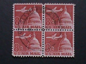 ​UNITED STATES-AIR MAIL-CAPITAL DONE VERY OLD STAMP USED-BLOCK VERY FINE