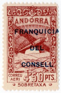 (I.B) Andorra Postal : Air Post 4.50Pts (Franquicia del Consell)