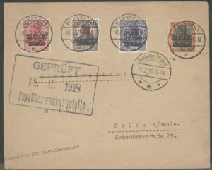 German 1918 WWI Franked Feldpost Bucharest Bukarest Romania Censor  Cove G101675