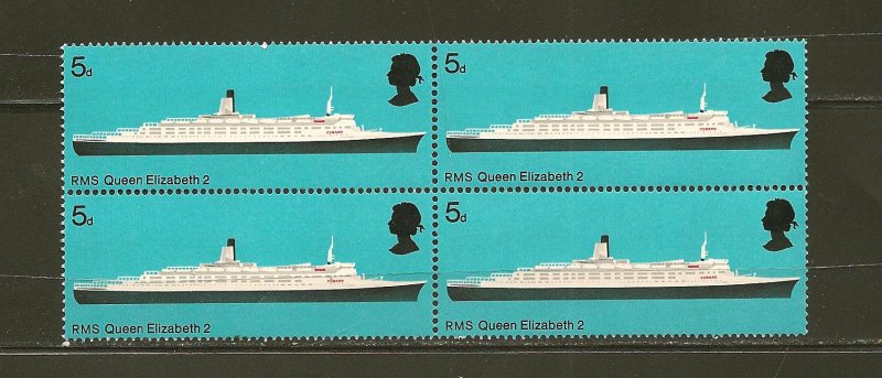 Great Britain 575 RMS Queen Elizabeth 2 Block of 4 MNH