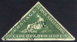 Cape of Good Hope 1858 1s Yellow Green White Pap Scott 6 SG 8 VFU Cat $250