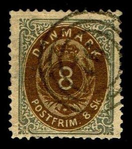1871 Denmark #19 Watermark 112 - Used - VF - CV$75.00 (ESP#3767)