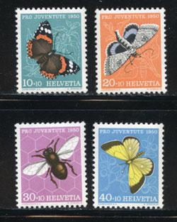 SWITZERLAND - Scott #B197-200-Butterflies, Mint, Cat. $13.00