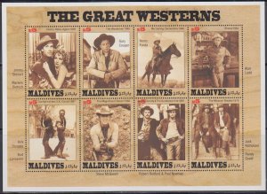 MALDIVE ISLANDS Sc # 1824a-h MNH SHEET of 8 DIFF GREAT WESTERN MOVIES and ACTORS