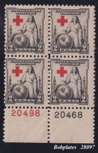BOBPLATES US #702 Red Cross Bottom Right Plate Block 20498 20468 MNH