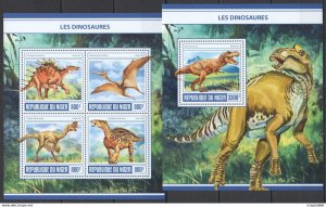 2017 Niger Dinosaurs Prehistoric Animals #5002-05+Bl703 ** Fd0956