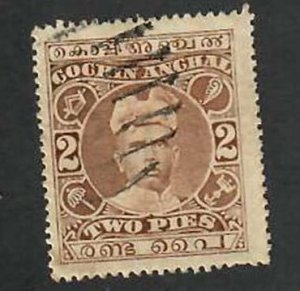 Cochin State- India;  Scott 14; 1911; Used