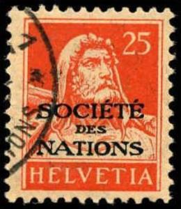 SWITZERLAND LEAGUE OF NATIONS 1922-44 25C ORANGE-RED FINE...