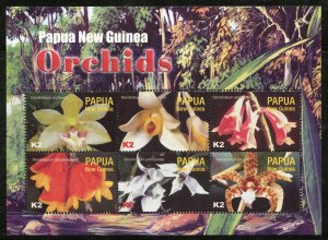 Papua New Guinea Scott 1036 MNHOG Sheet of 6 - 2002 Orchids - SCV $11.50