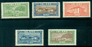 ICELAND #144-8  (168-72) 7a – 50a, Views complete set NH VF  Scott $850.00