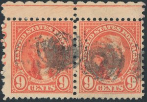 US 641 9 cent Jefferson; Used; NG; Horiz. Pair -- See details and scans