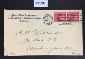 MOMEN: US STAMPS #643 FDC AUG 3 1927 POSTAL COVER USED LOT #11596