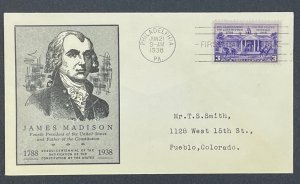 Scott 835 FDC The US Constitution, Old Court House, Williamsburg, VA