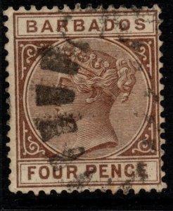 BARBADOS SG99 1882 4d DEEP BROWN USED