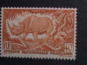 ​FRENCH EQUATORIAL AFRICA-1946 -76 YEARS OLD-BLACK RHINOCEROS MINT VERY FINE