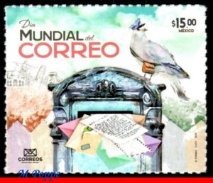 21-21 MEXICO 2021 WORLD POST DAY, DOVE, BIRDS, MAIL BOX, MNH