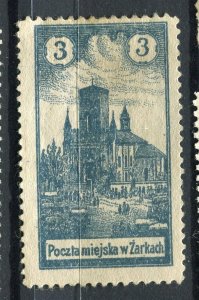 POLAND; 1918 early Zarki Church Local issue fine Mint hinged 3h. value