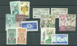 Lebanon 1959-61 seven sets sg.618-21, 624-8, 634-5, 669a-b, 683-5 MNH 