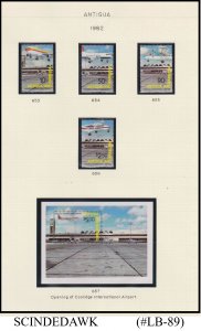 ANTIGUA BARBUDA 1982 COOLIDGE INT'L AIRPORT / AVIATION SET 4-STAMPS & 1-M/S MNH