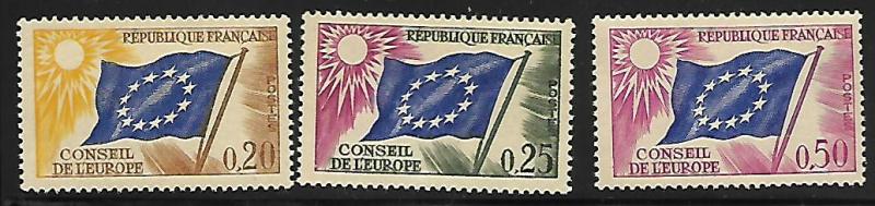 COUNCIL OF EUROPE FLAG 1O7-1O9 MNH C/SET