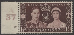 STAMP STATION PERTH GB #234 KGVI & Elizabeth Coronation  MLH 1937