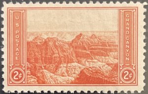 Scott #741 1934 2¢ National Parks Grand Canyon unused disturbed gum