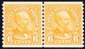 723, Mint NH 6¢ Superb NH Coil Line Pair - A GEM - Stuart Katz