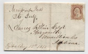 1855 Newport IN manuscript postmark #11 folded letter [h.4448]