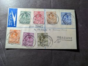 1937 British Swaziland Souvenir Airmail Cover Mbabane to London EC2