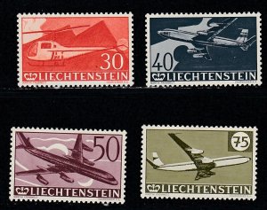 Liechtenstein # C34-37, Airplanes, Mint Hinged, 1/3 Cat.