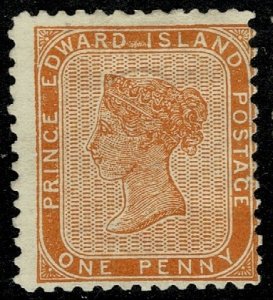 CANADA PRINCE EDWARD Is. QV 1862-69 1d ORANGE UNUSED (MH) NO GUM SG9 P.12 FINE