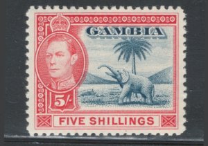 Gambia 1938 King George VI & Elephant Badge of Gambia 5sh Scott # 142 MH