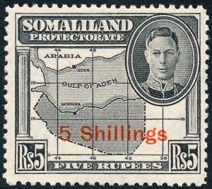 Somaliland Protectorate 1951 5s on 5r Black SG135 MH