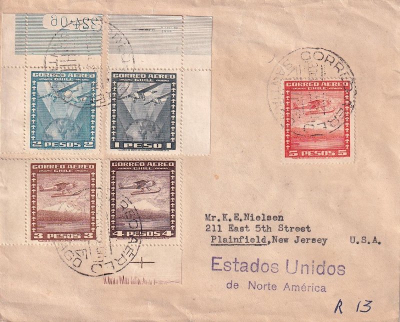 1955, Santiago, Chile to Plainfield, NJ, Airmail, See Remark (46257)