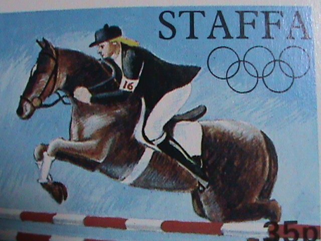STAFFA-SCOTLAND -1972-OLYMPIC GAMES-MUNICH -SHOW JUMPING-IMPERF- MINT S/S-VF