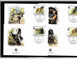 Cameroun - Faune WWF - 4 FDC - DRILL