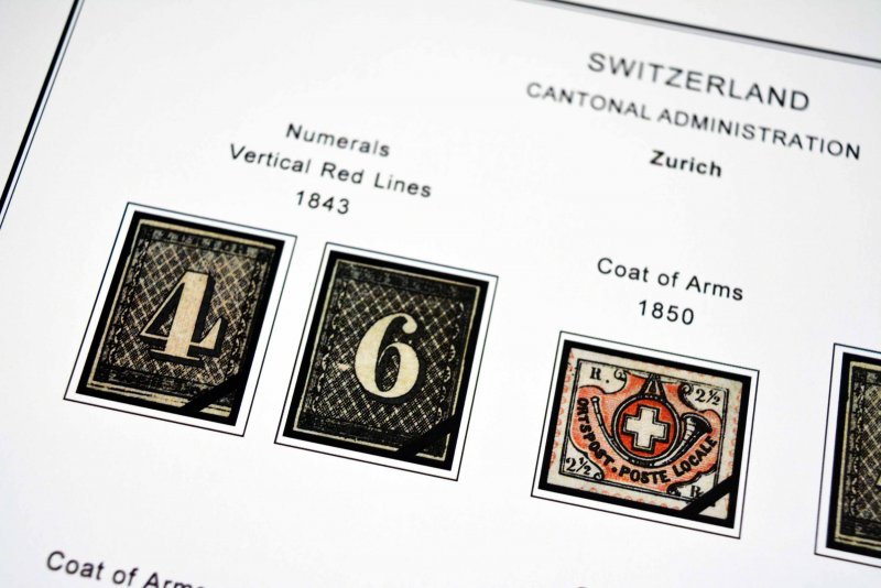 COLOR PRINTED SWITZERLAND 1843-2010 STAMP ALBUM PAGES (213 illustrated pages)