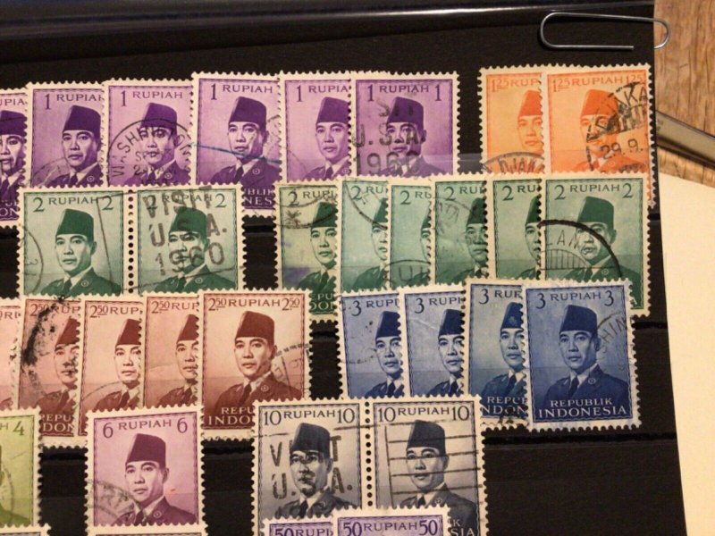 Indonesia  Republic President Sukarno 1950’s used stamps for collecting A9954