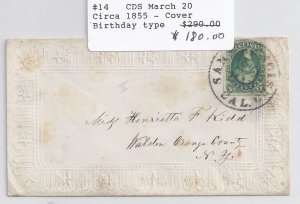 US Scott #14 used on cover