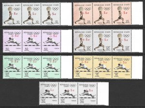 1965 Haiti Tokyo Olympics Sports Set #B35-37, CB51-54 with RED SURCH. var. VF-NH-