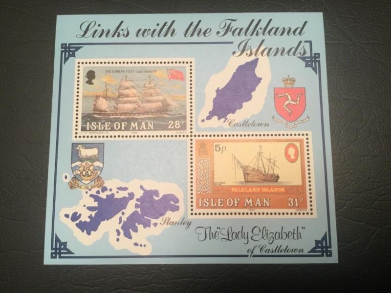 ICOLLECTZONE Isle of Man 1983 Links with Falkland Sheet ships VF NH