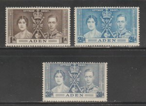 Aden #13,14 MNH, 15 MLH