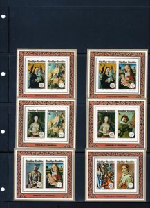 Rwanda 1974 Sc# 594/601 Paintings Set of 6 Souvenir Sheets  IMPERFORATED MNH