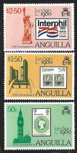 Anguilla, Scott #391-393; International Stamp Exhibition, MNH