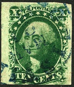 U.S. #13 Used Blue Cancel, Thin