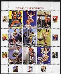 Kyrgyzstan 2000 The Great American Pin-Up perf sheetlet c...